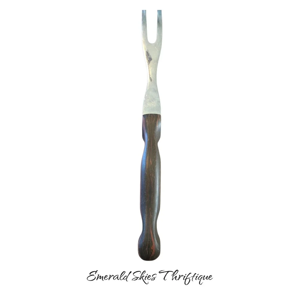 Vintage Cutco 1027 Carving Fork Serving Meat 1 Brown Handle. Free ship